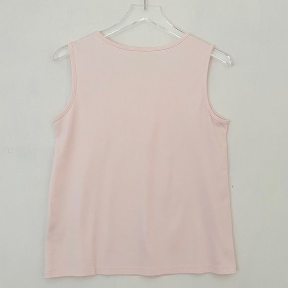 LL Bean Supima Cotton Pink Cardigan and Matching Sleeveless Shell Twin Set Sz S - Picture 5 of 7